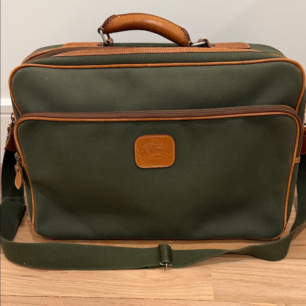 Burberry Green and Tan  Briefcase
